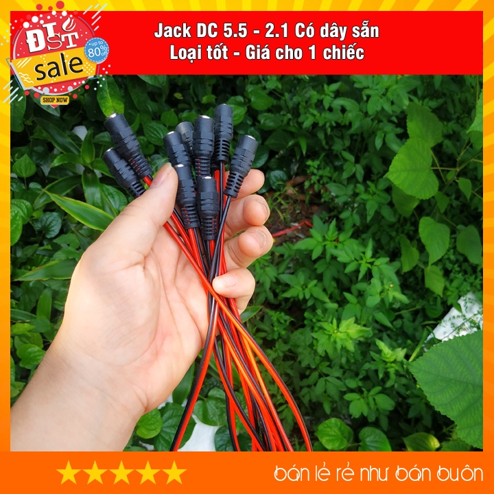 Dây Nguồn có Jack DC 5.5*2.1mm(Dây cái) (Loại tốt-dây đen đỏ)